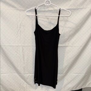 Black Slip Tank Dress with Ring Detail